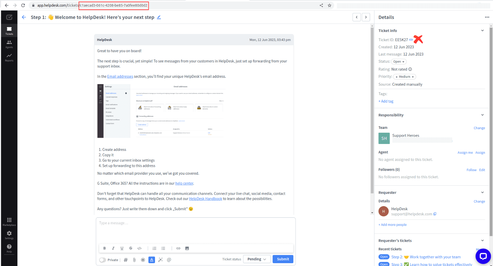 HelpDesk: Get Ticket ID