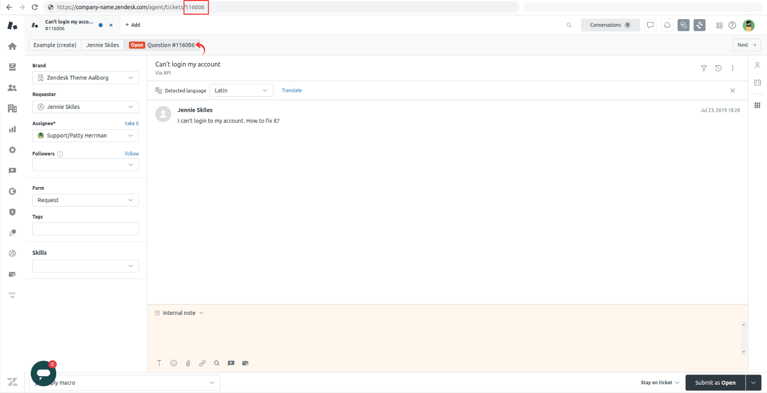 Zendesk Ticket ID