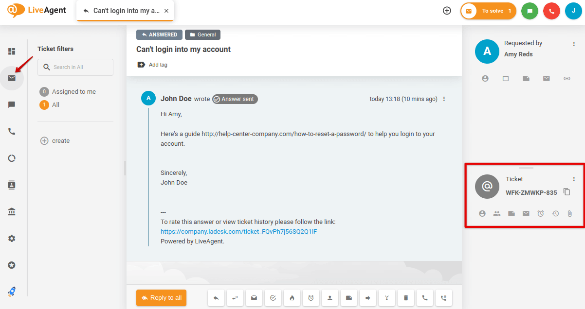 LiveAgent - Ticket - ID