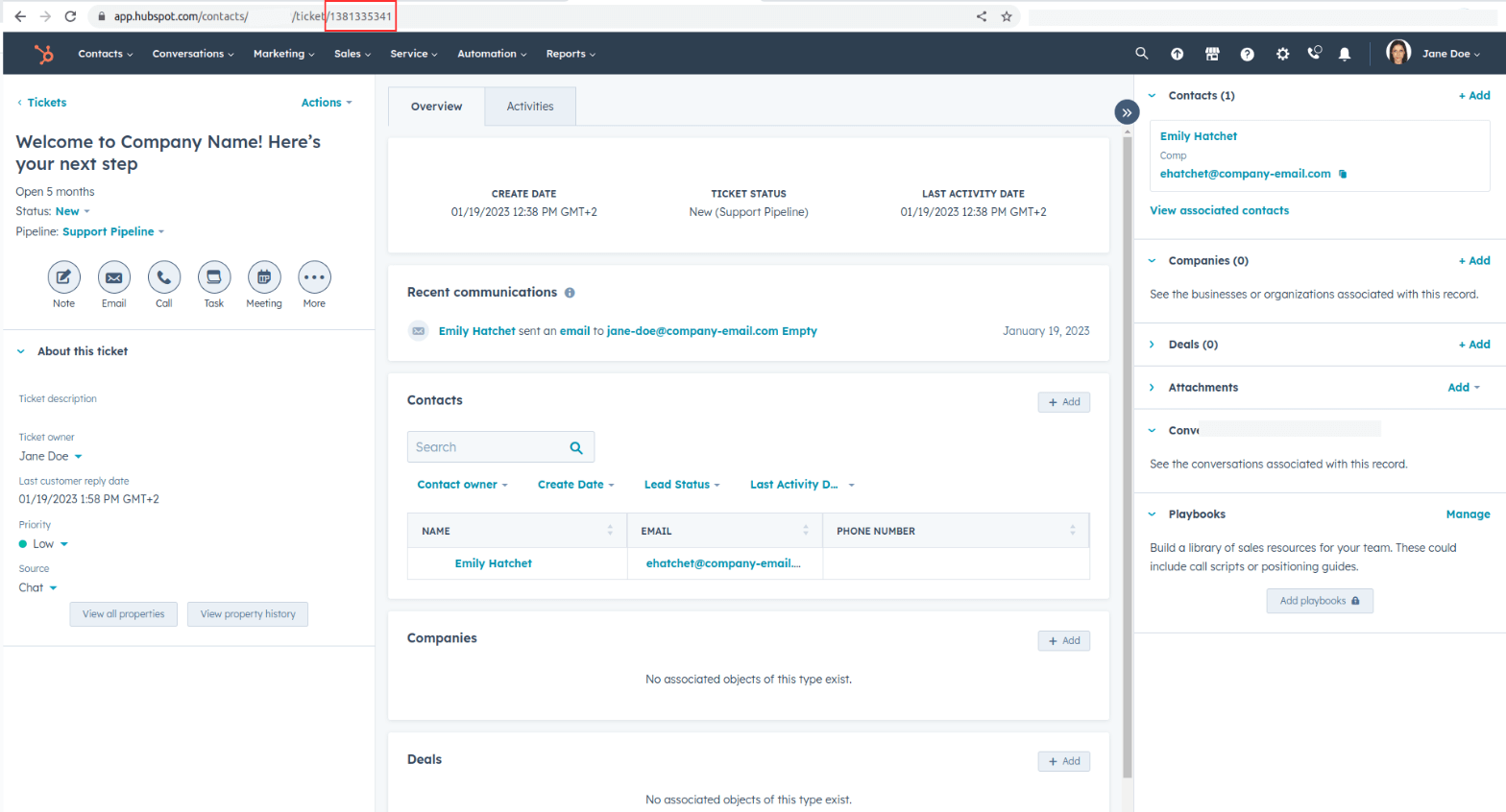 HubSpot Service Hub: Get Ticket ID