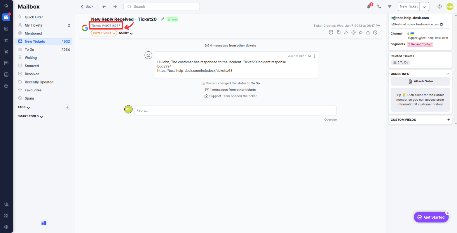 eDesk Ticket ID