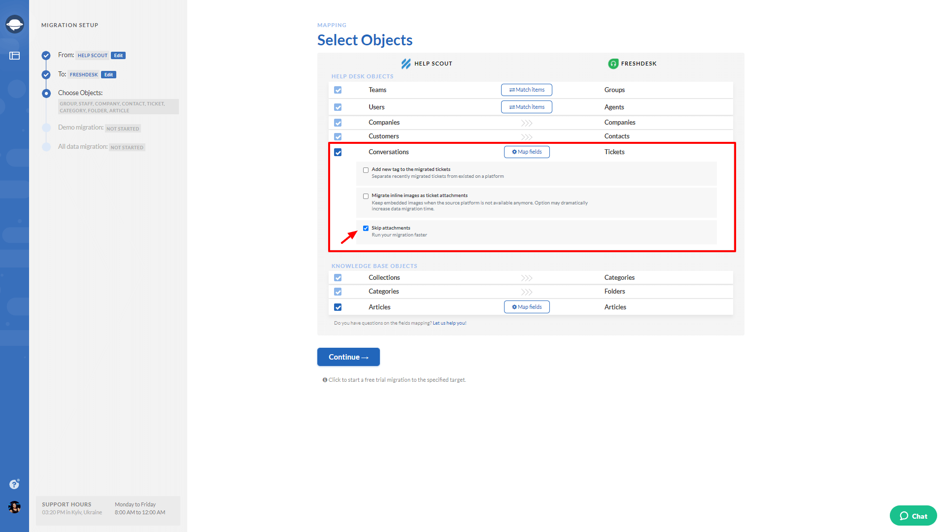 Skip Attachments Full Data Migration